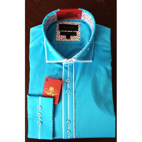 Axxess Turquoise Slim Fit Pure Cotton Dress Shirt AX004
